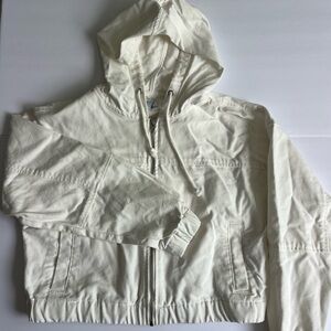 Forever 21 Off-White Hooded Zip-Up Jacket